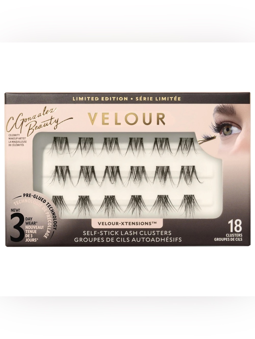 CGonzalez Beauty Velour Self-Stick Lash Clusters - Black (18 Clusters)